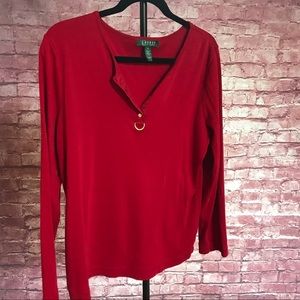 Lauren by Ralph Lauren. XL long sleeve red shirt